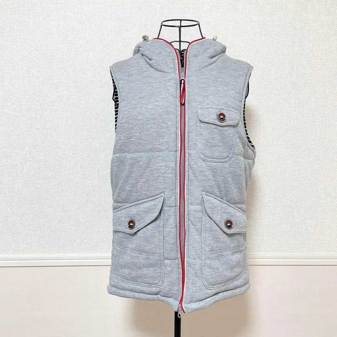 ♡ Mitsumine♡ Hooded vest, border, casual, pockets, genderless