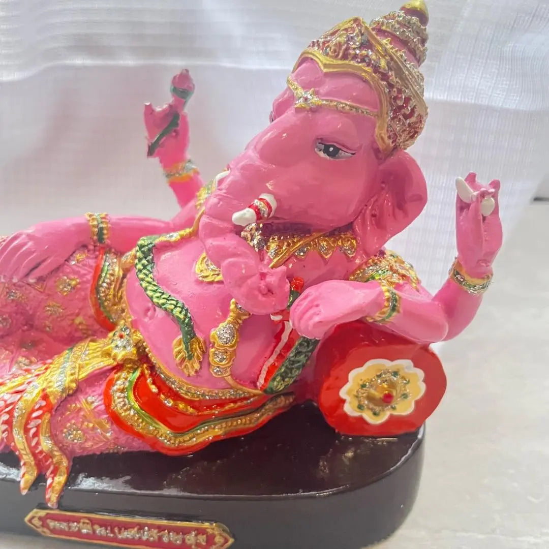 Figura de producto limitado de objeto tailandés Pink Ganesha Pink Gannie Thai | ピンクガネーシャ ピンクガネーシア タイ オブジェ 縁起物 像 限定品 置物