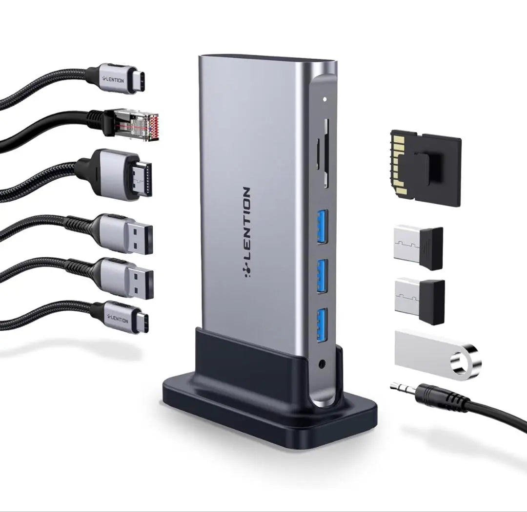 Estación de acoplamiento USB C vertical 11 en 1 de LENTION