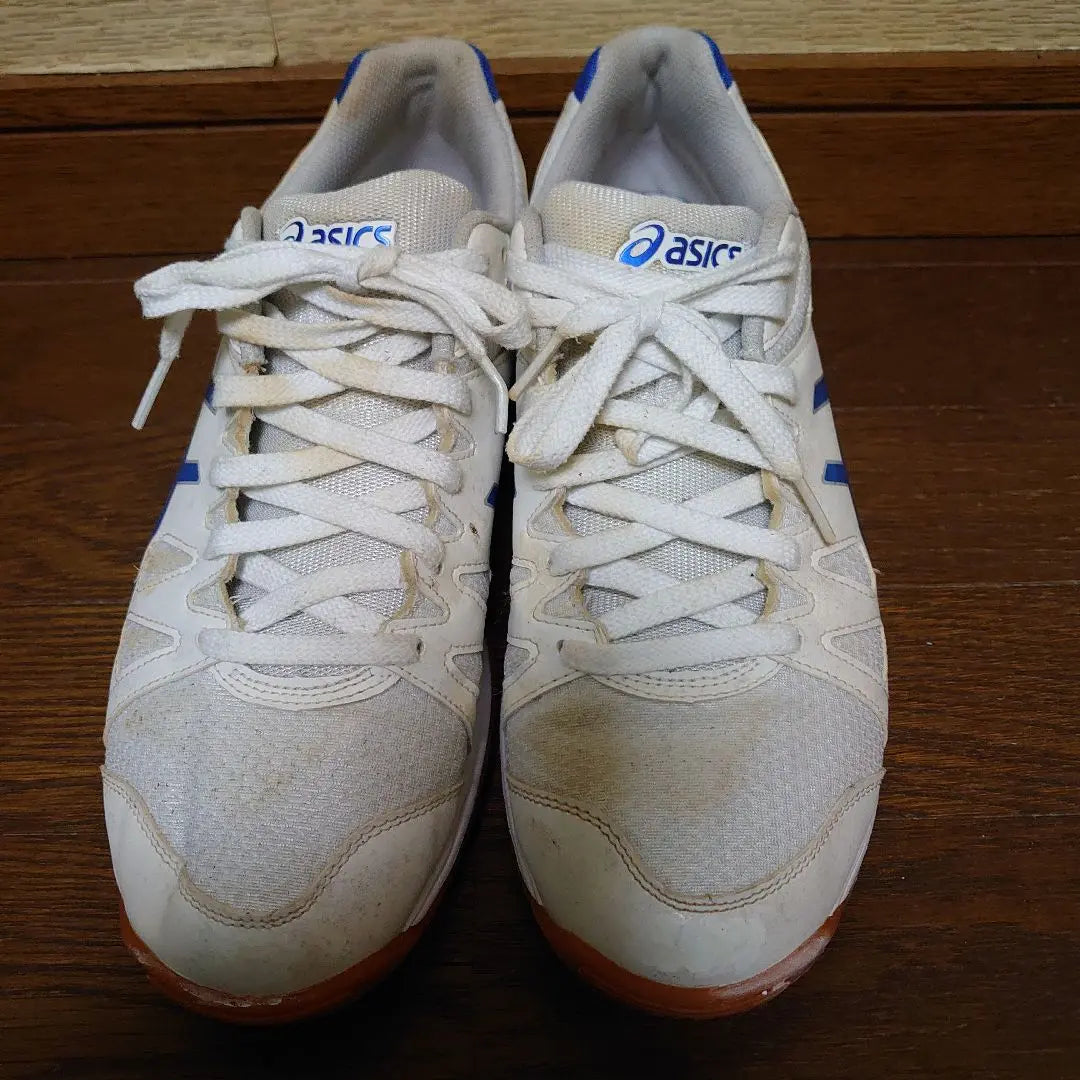 asics white/blue gym shoes