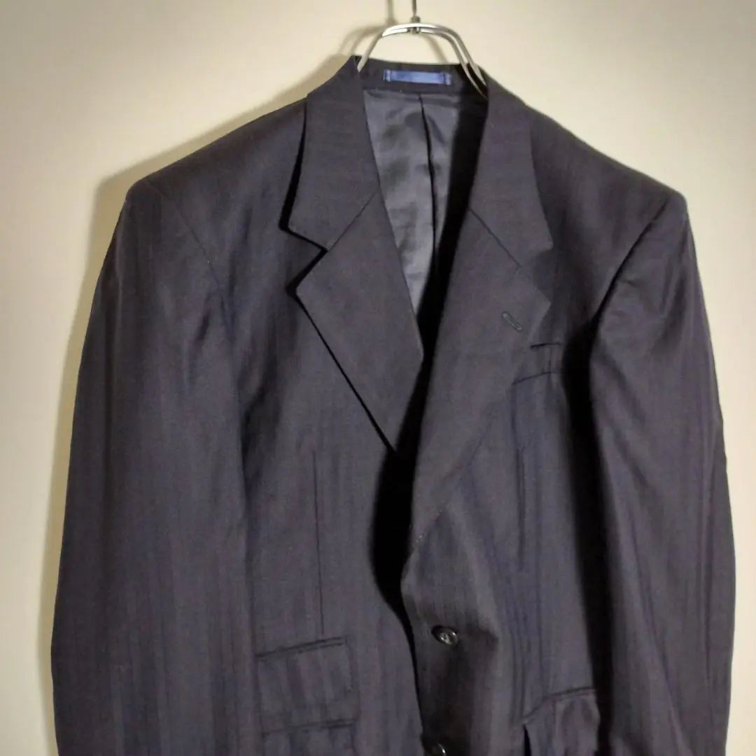 Suit Rolo Piana Merino wool 100% striped custom made charcoal black