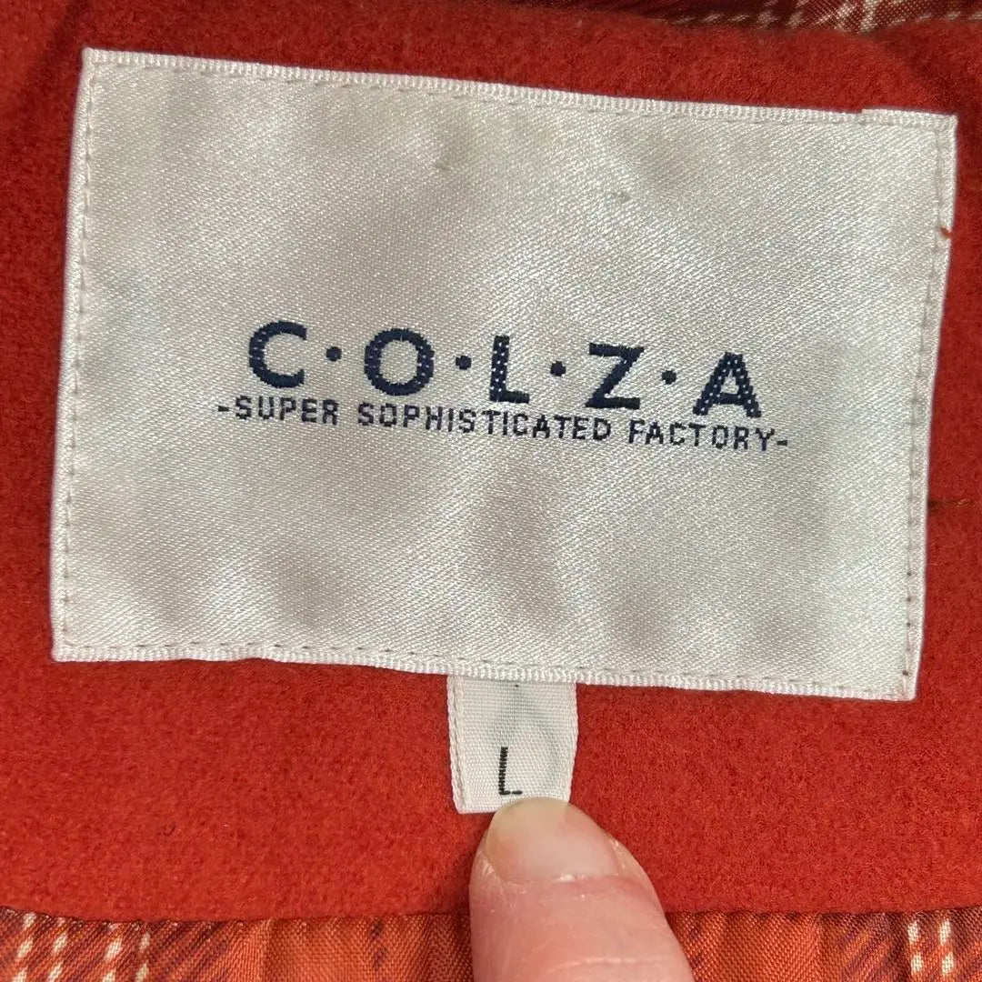 Colza duffel coat check pattern zipper with zipper red length red L