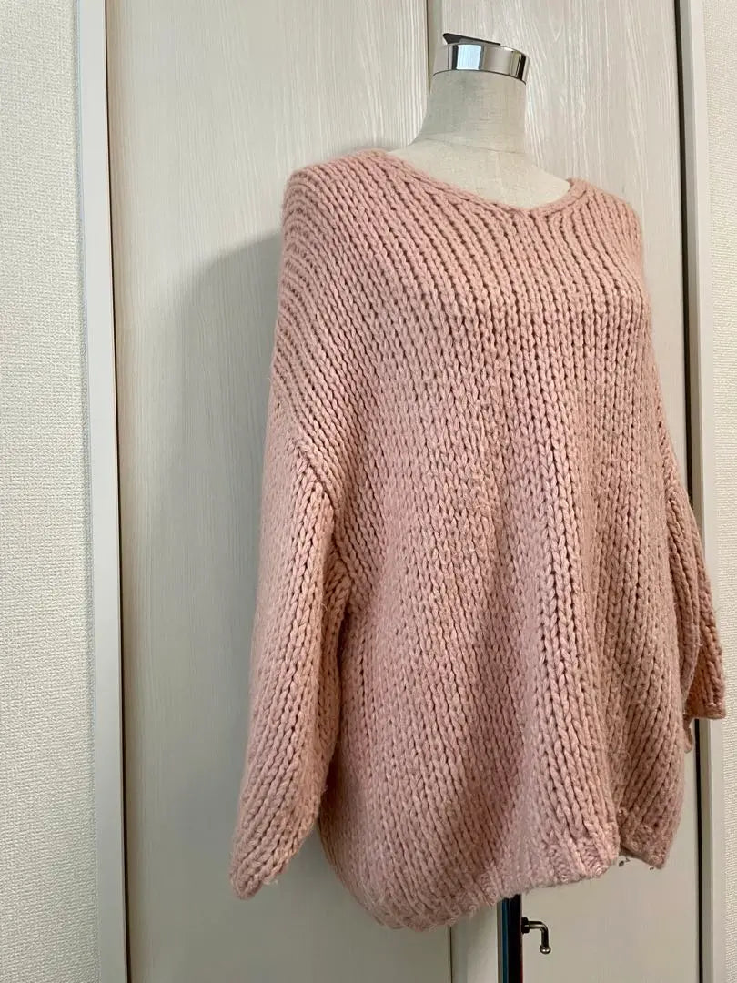 rienda oversize de punto talla F rosa | rienda オーバーサイズニット Fサイズ ピンク