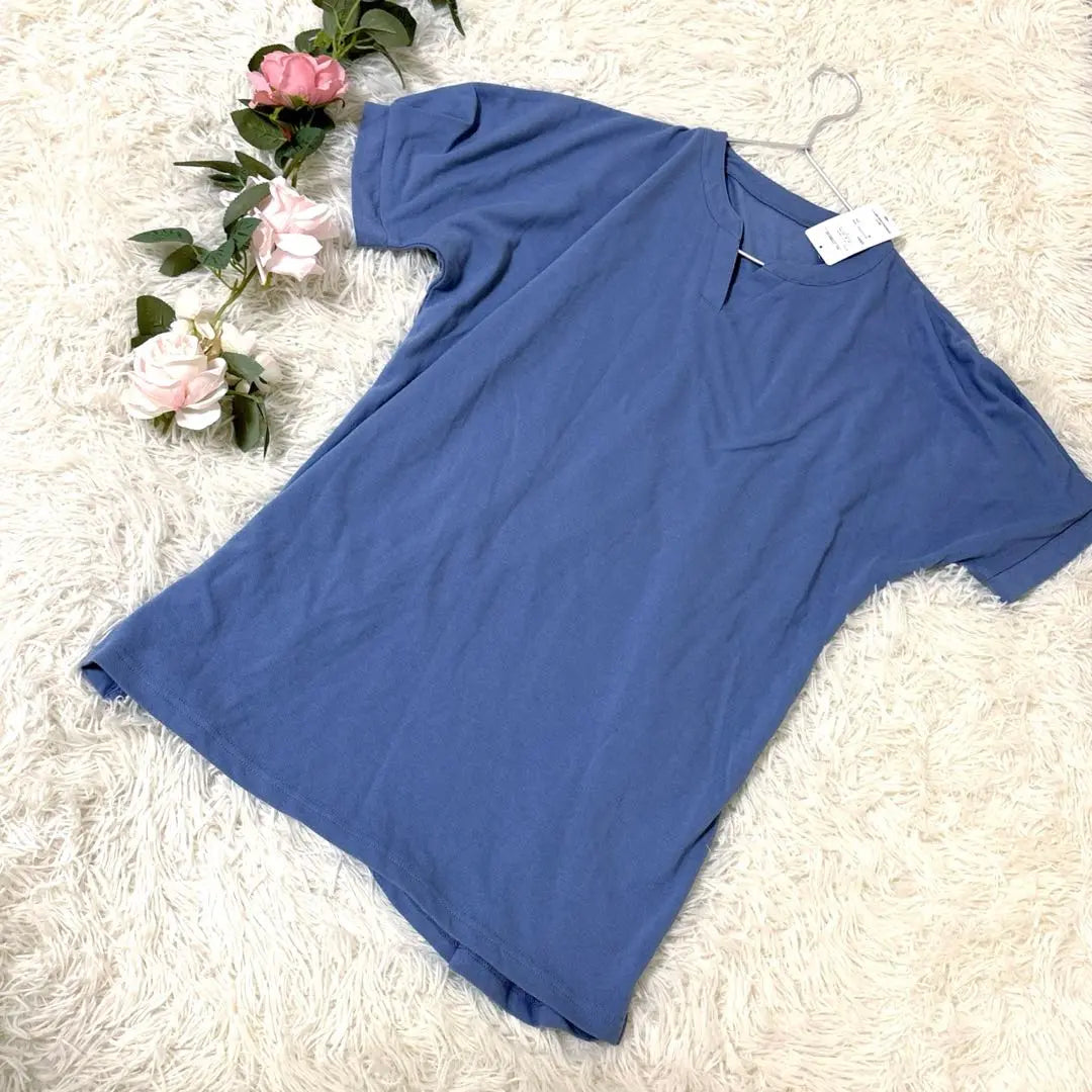 [Tag included] anyevise top cut and sew size L plain blue blue