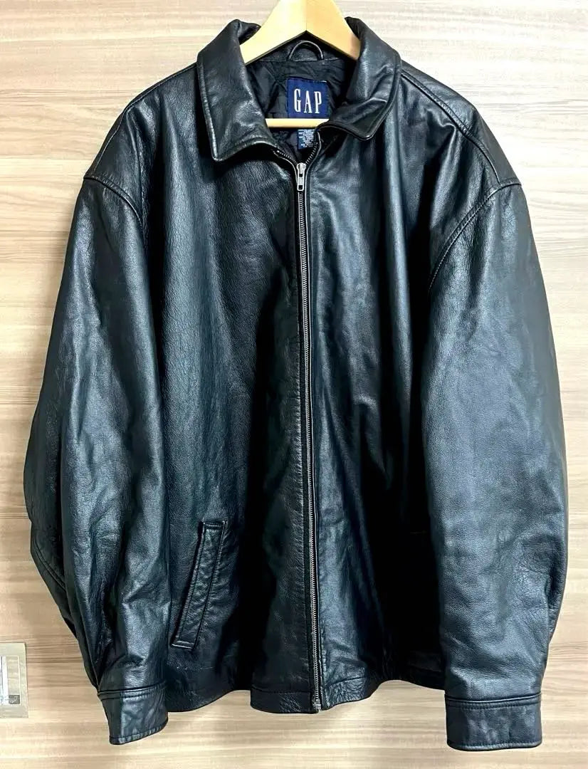 90's OLD GAP Riders Jacket Leather Jacket Black