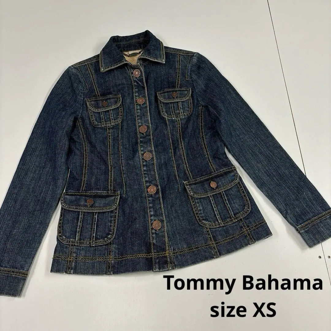 Tommy Bahama Denim Jacket Vintage Girls Big Button XS