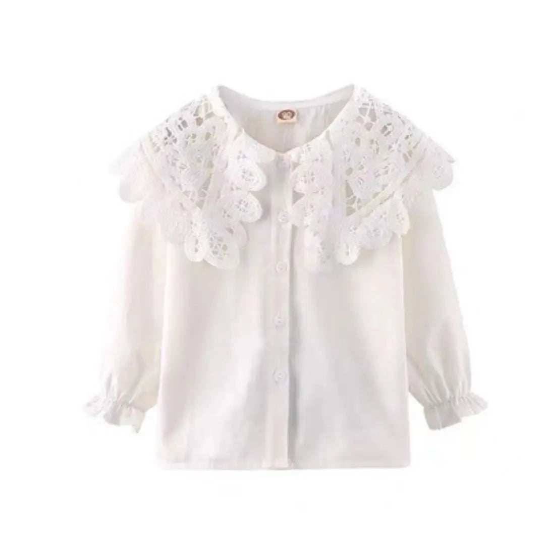 [New] Long sleeve blouse formal lace white blouse wedding recital admission