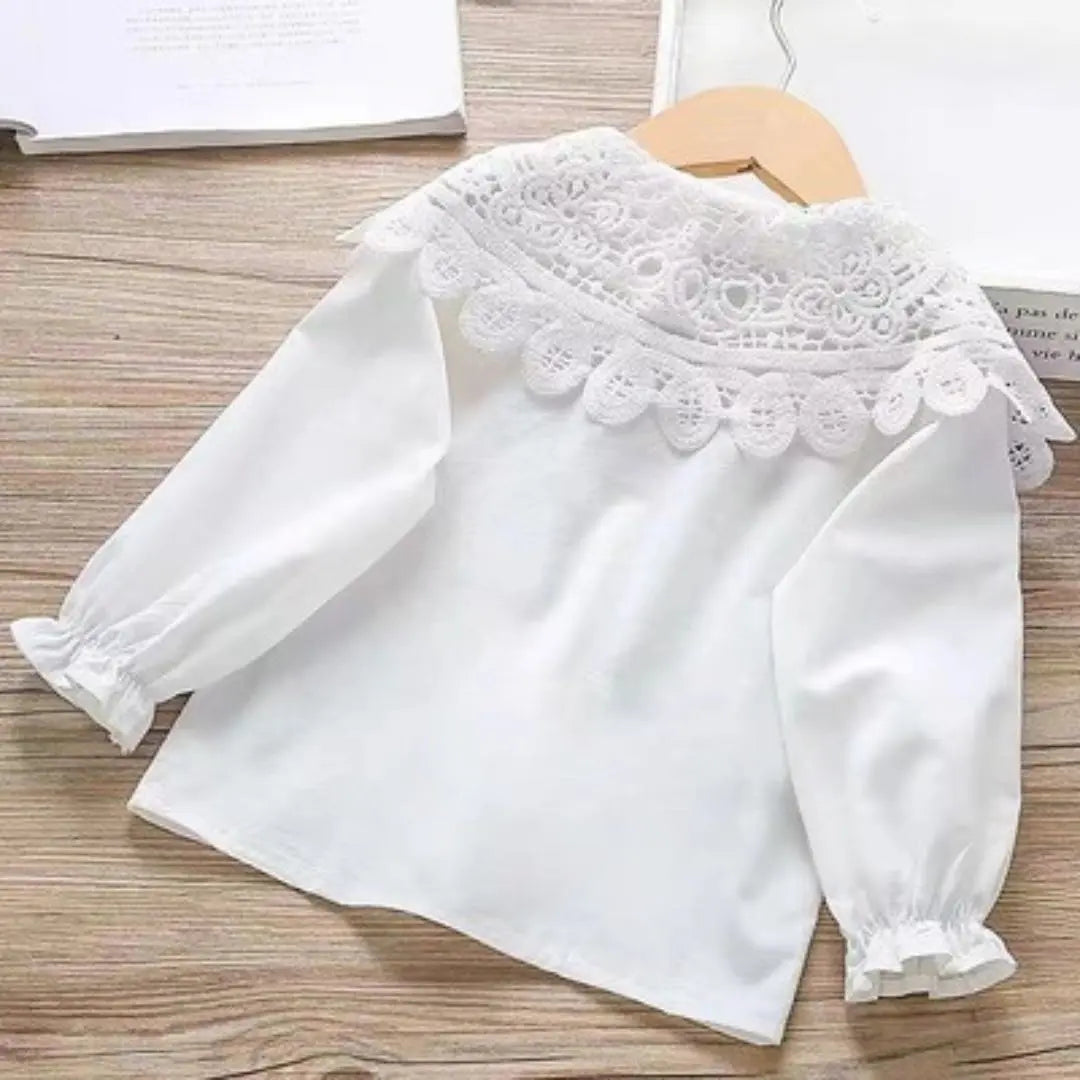 [New] Long sleeve blouse formal lace white blouse wedding recital admission