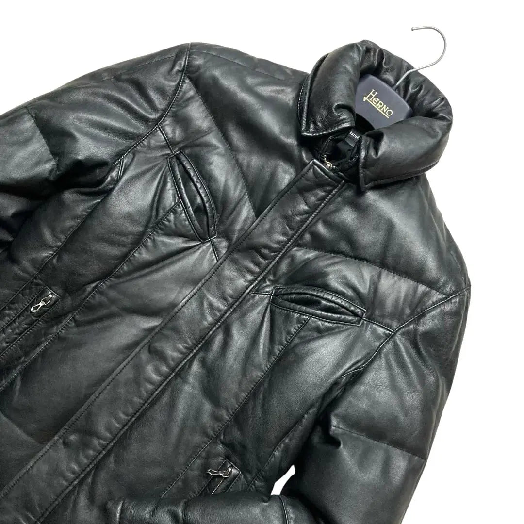 Haruf Leather Down Jacket Blouson Sheepskin L Size Black