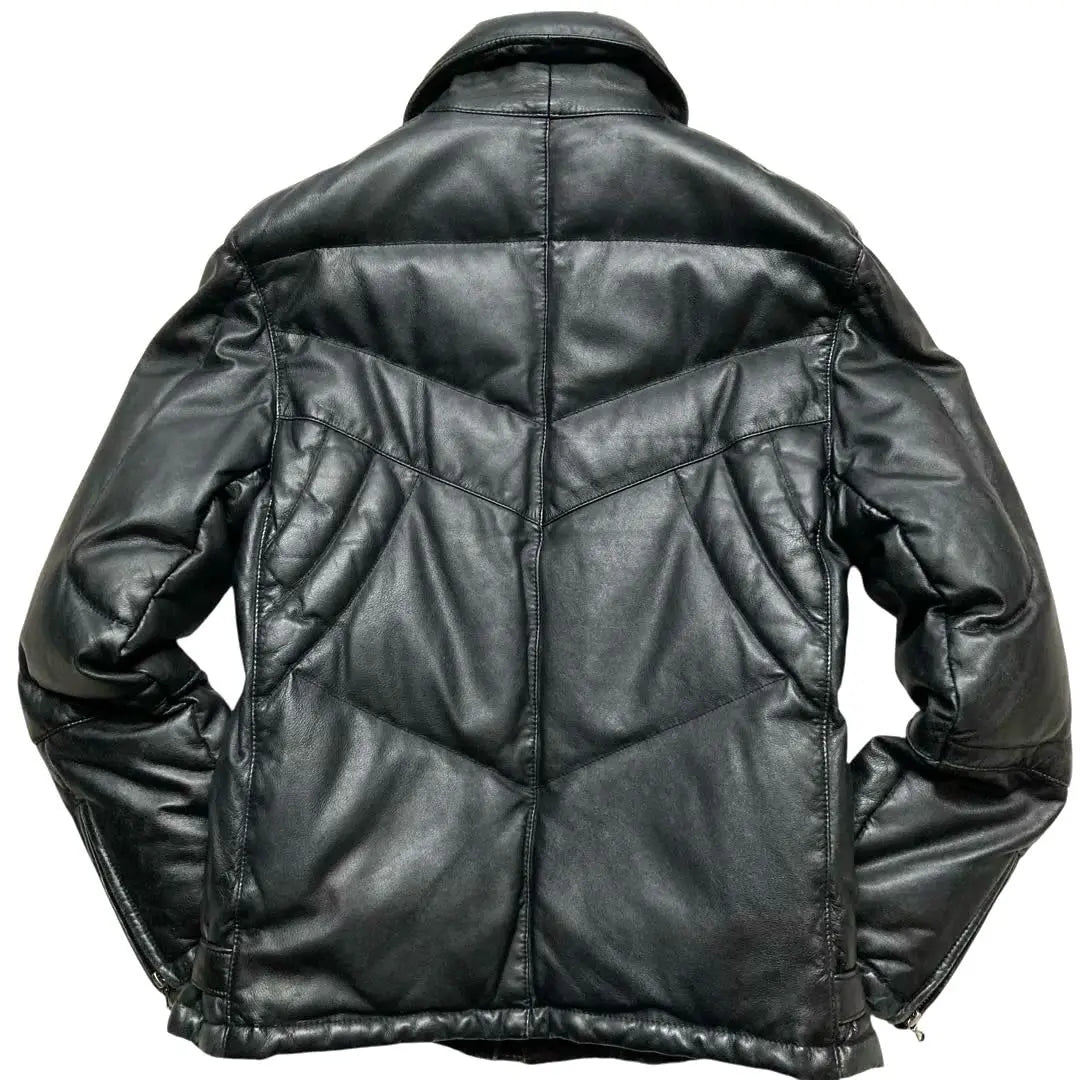 Haruf Leather Down Jacket Blouson Sheepskin L Size Black