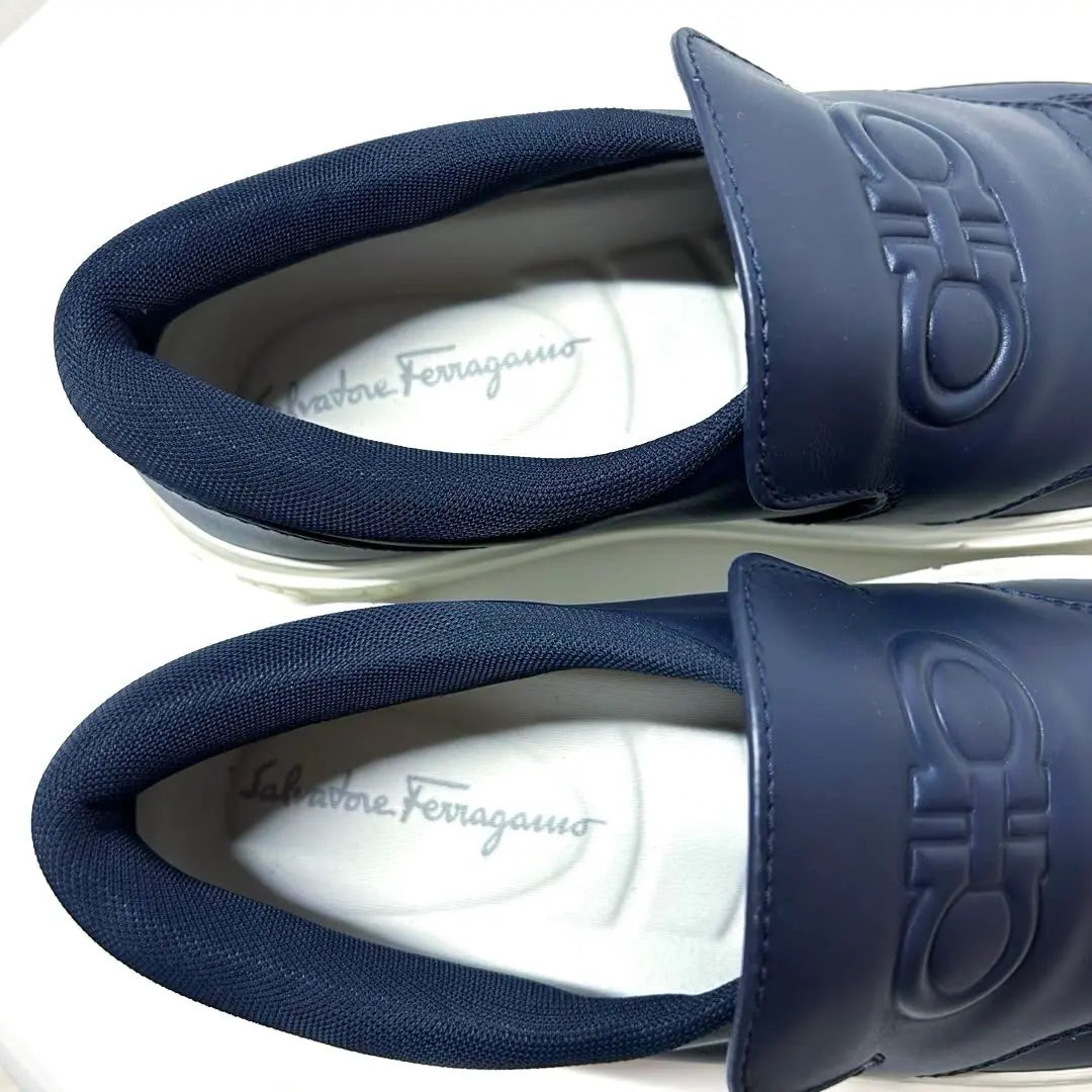 Unused Ferragamo Sneakers Slip-ons Navy Men's 6 1/2