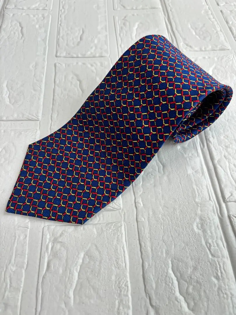 [Good condition] Tie 100% Silk AMBROSE Blue/Red y2k