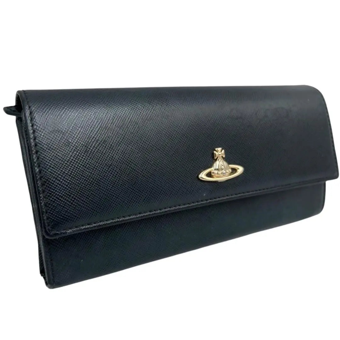 [Good condition] Vivienne Westwood long wallet, black, logo, coin purse