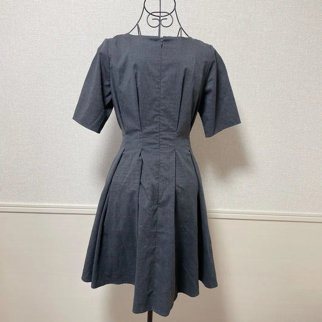 ♡Dazlin♡ Short sleeve dress, waist ribbon, lining, rayon blend, check M