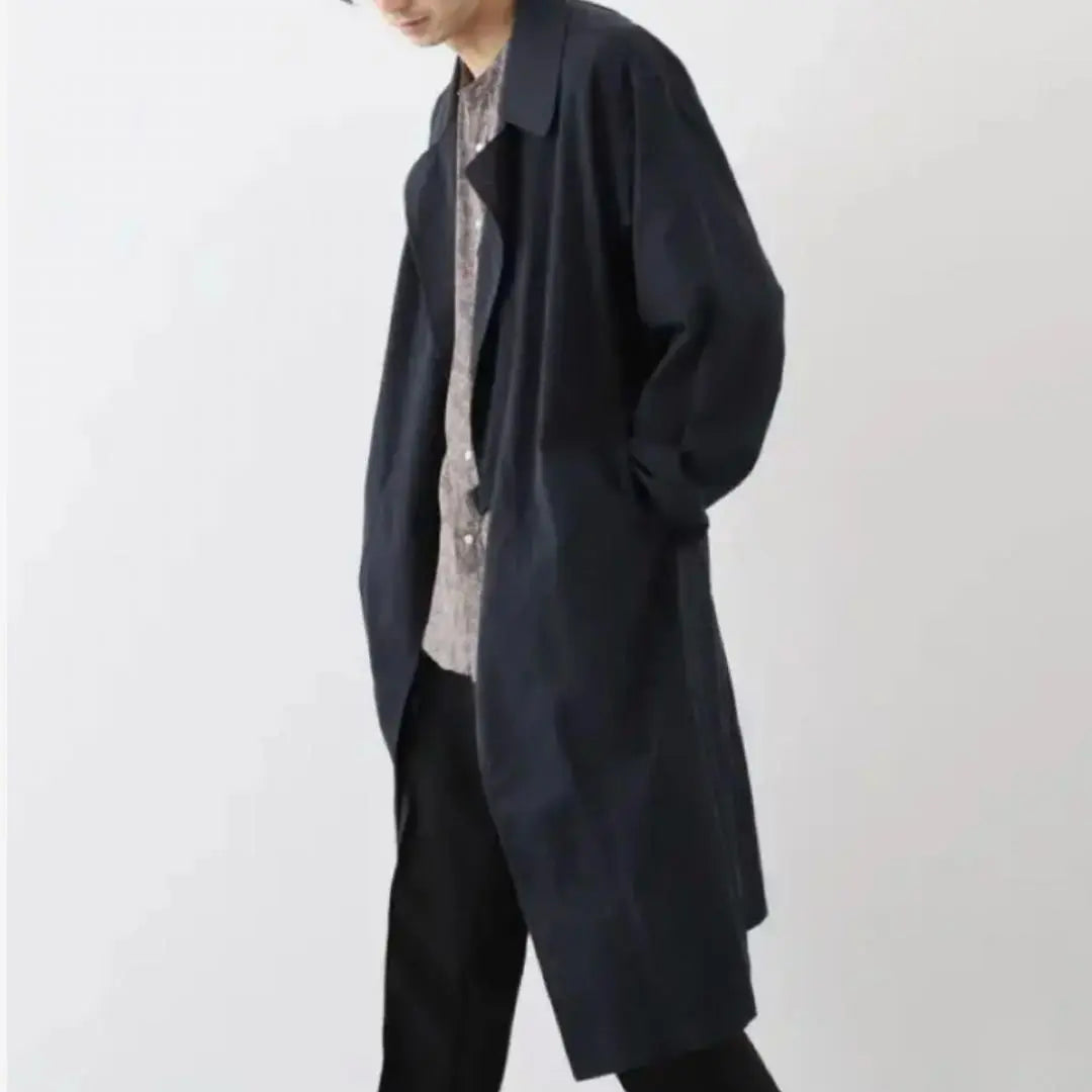 [2 pieces] Men's coat, tie rocken, navy, trench coat, black