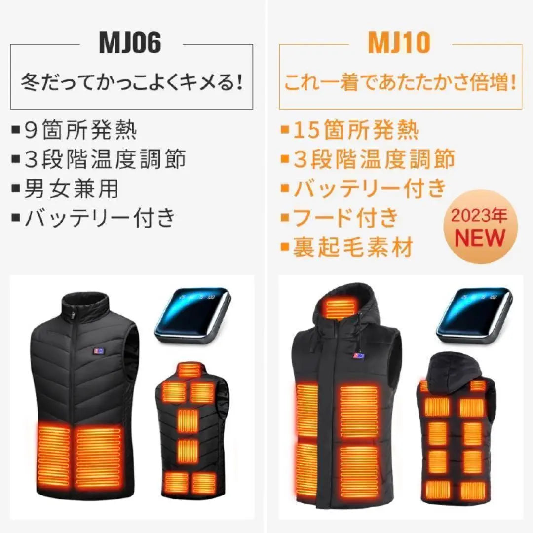 ❤️Cool protection❤️ Electric heat vest with hood, battery, 15 sheets of heating panels M