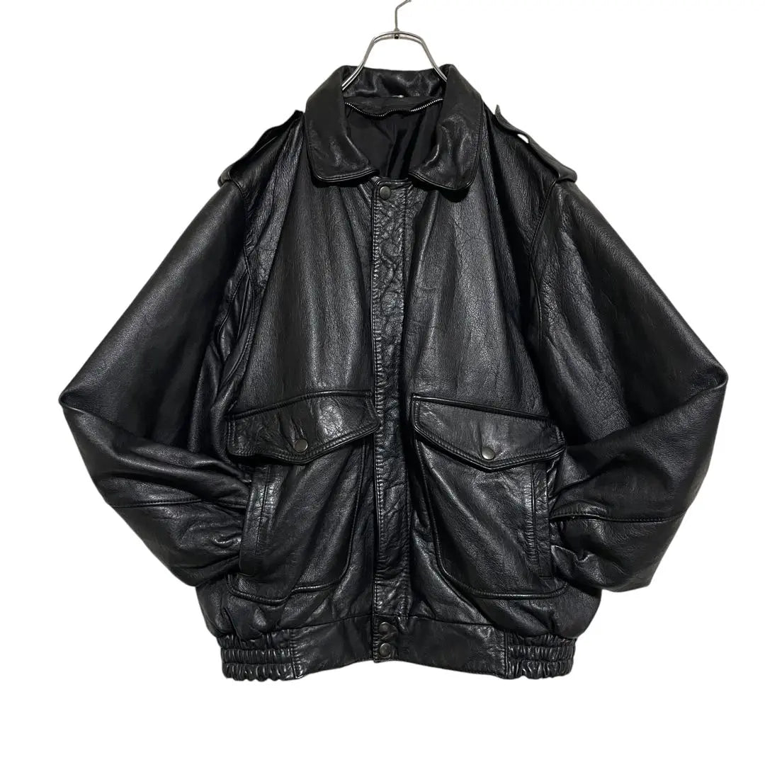 Large size [Vintage] Cowhide Cow Termination Single Riders Jacket Black L