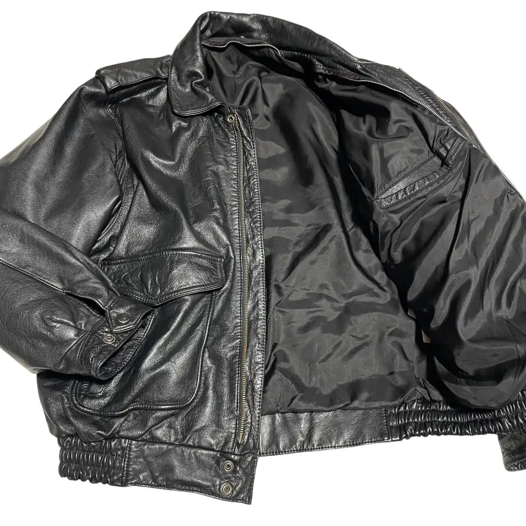 Large size [Vintage] Cowhide Cow Termination Single Riders Jacket Black L