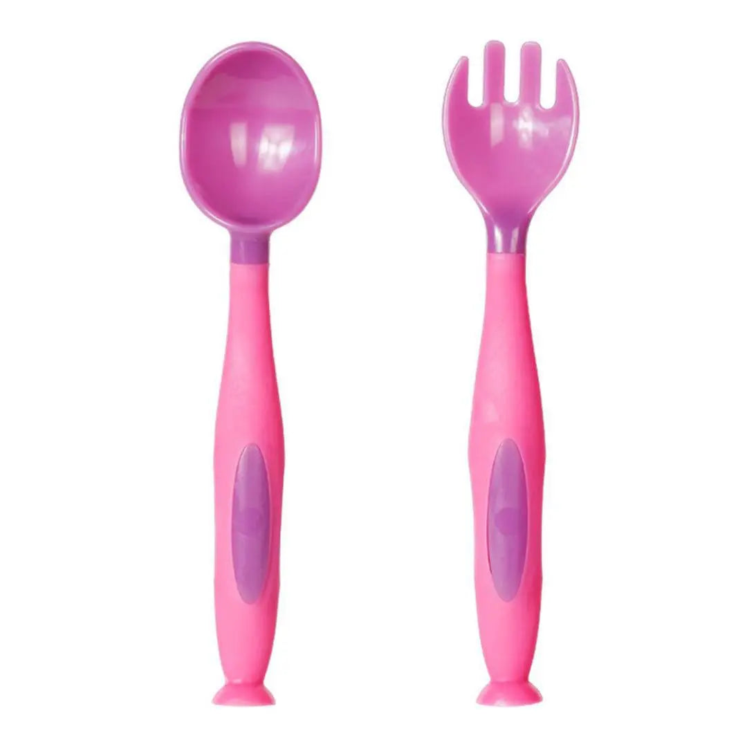 ❤️Spoon Fork Tableware Set Rounded Corners Baby Training Purple