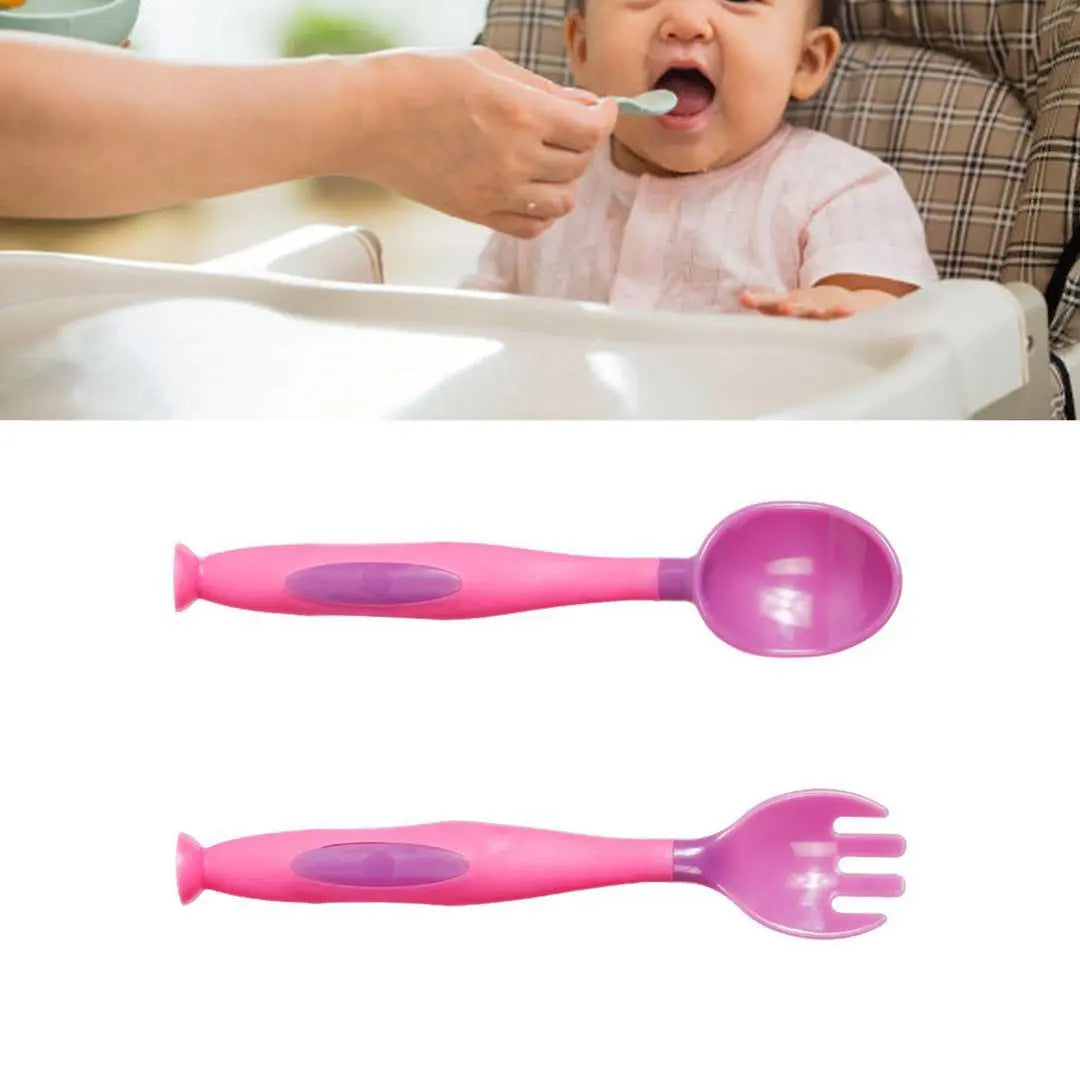 ❤️Spoon Fork Tableware Set Rounded Corners Baby Training Purple