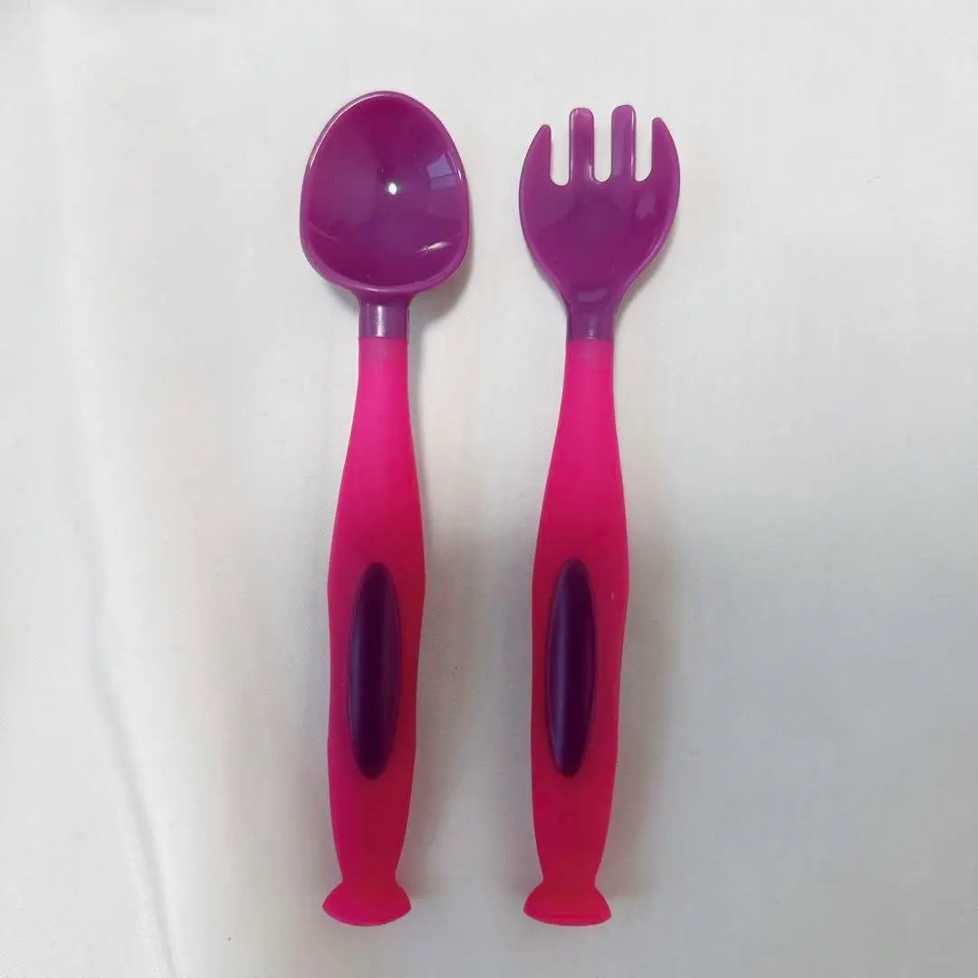 ❤️Spoon Fork Tableware Set Rounded Corners Baby Training Purple