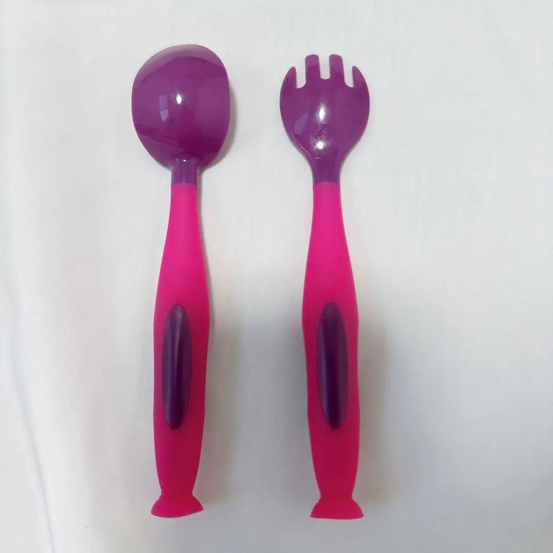 ❤️Spoon Fork Tableware Set Rounded Corners Baby Training Purple