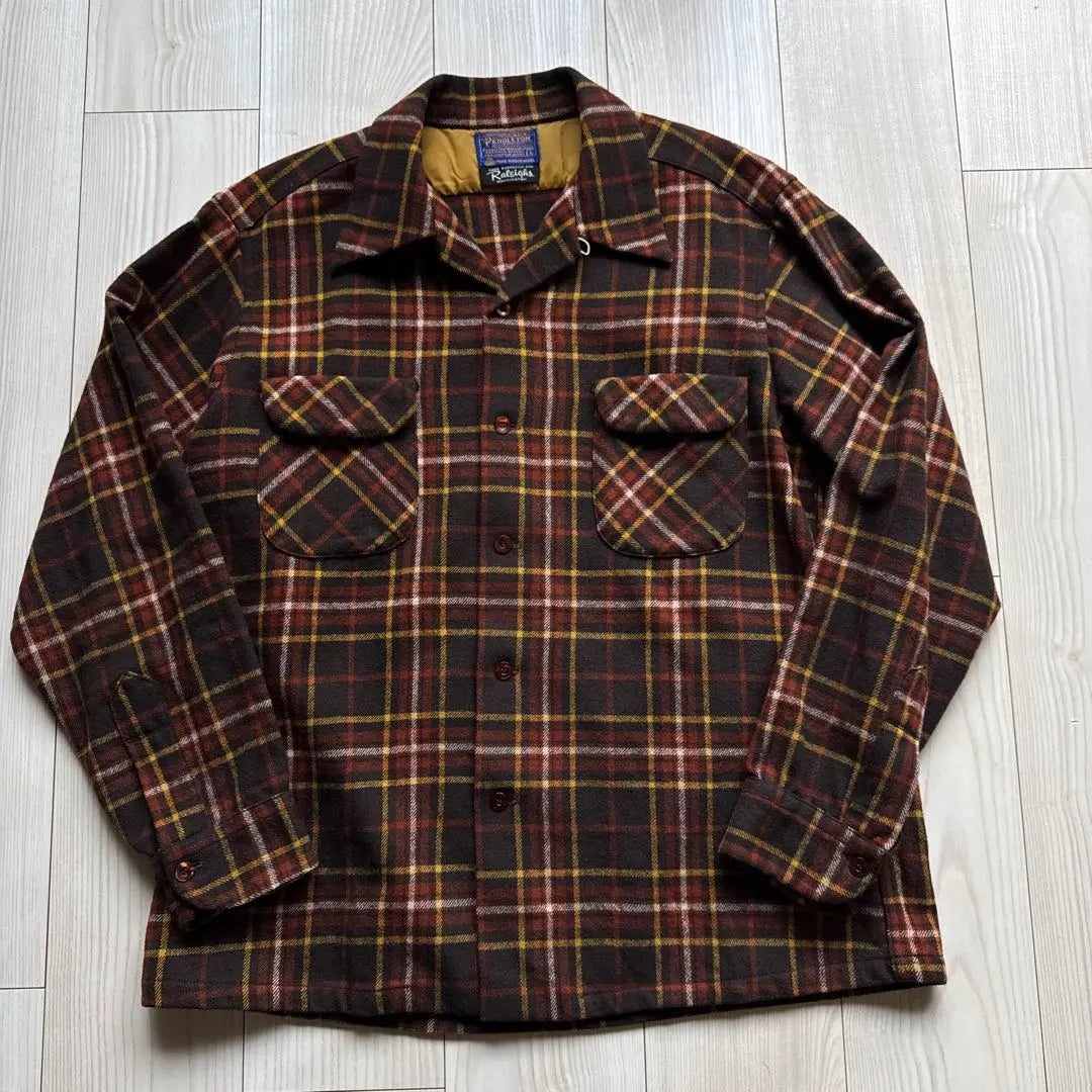 Super Rare 60's Pendleton PENDLETON Open Collar Wool Open Collar