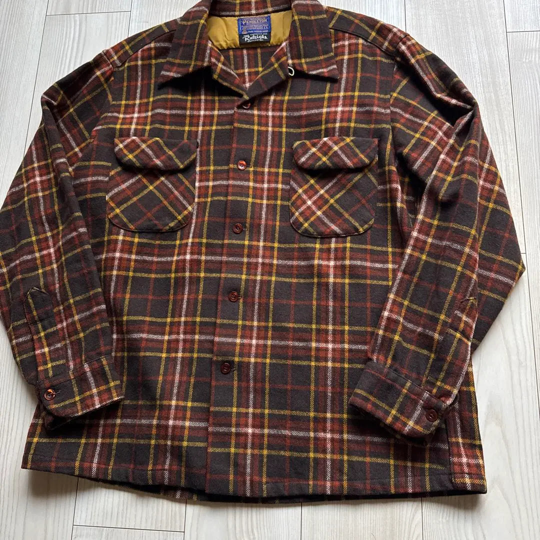 Super Rare 60's Pendleton PENDLETON Open Collar Wool Open Collar