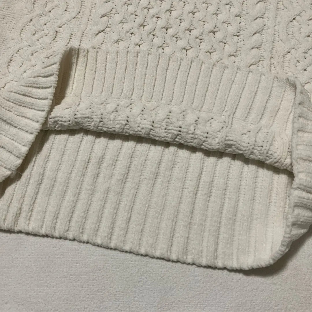 Kobe Lettuce Women's Long Sleeve Knit Sweater Free Size Off White White | 神戸レタス　レディース　長袖ニット　セーター　フリーサイズ　オフホワイト　白