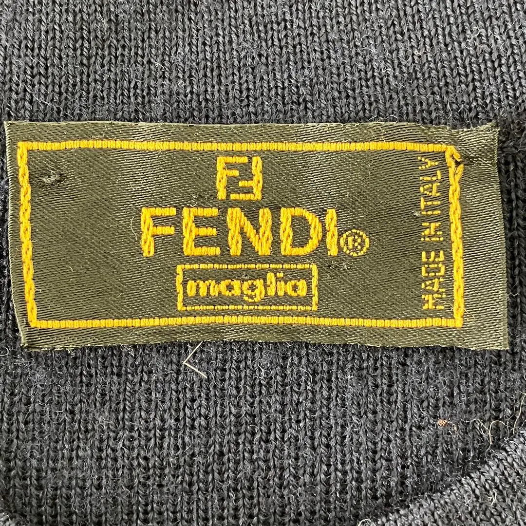 Very popular☆FENDI☆Fendi☆Knit☆Pullover☆Logo☆Zucca☆Wool☆Navy!