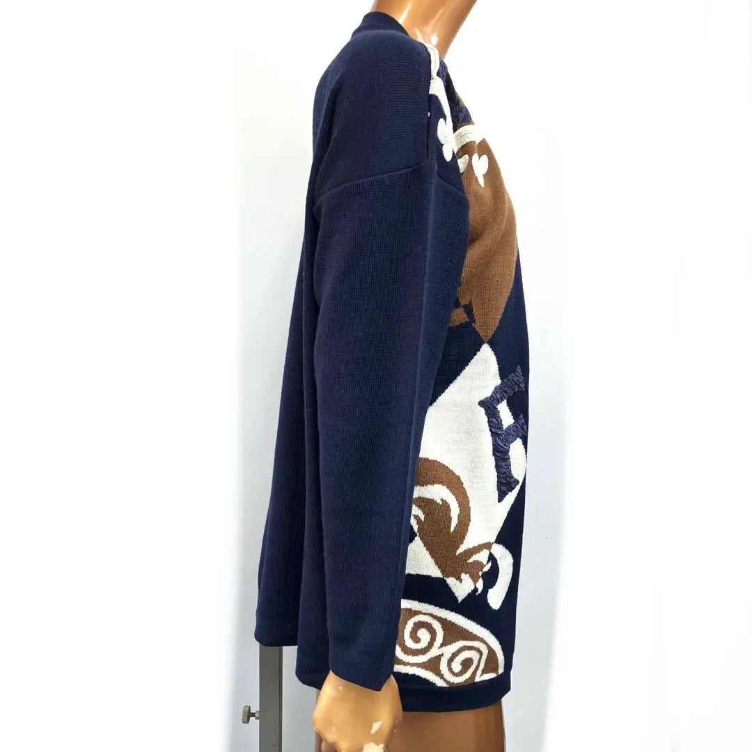 Very popular☆FENDI☆Fendi☆Knit☆Pullover☆Logo☆Zucca☆Wool☆Navy!