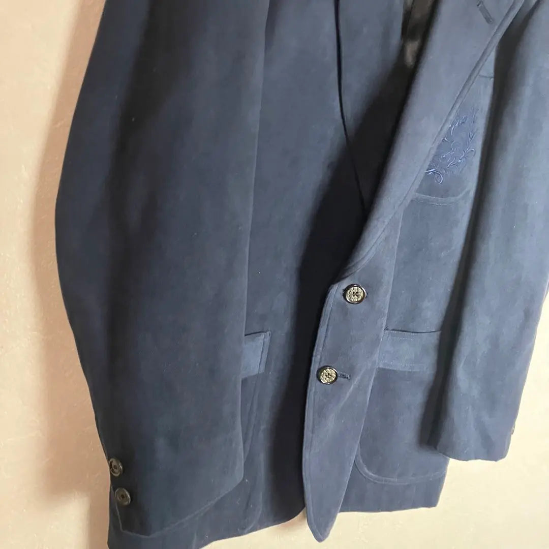 [Tailored jacket] Velvet style, similar color embroidery, navy, used, used clothing