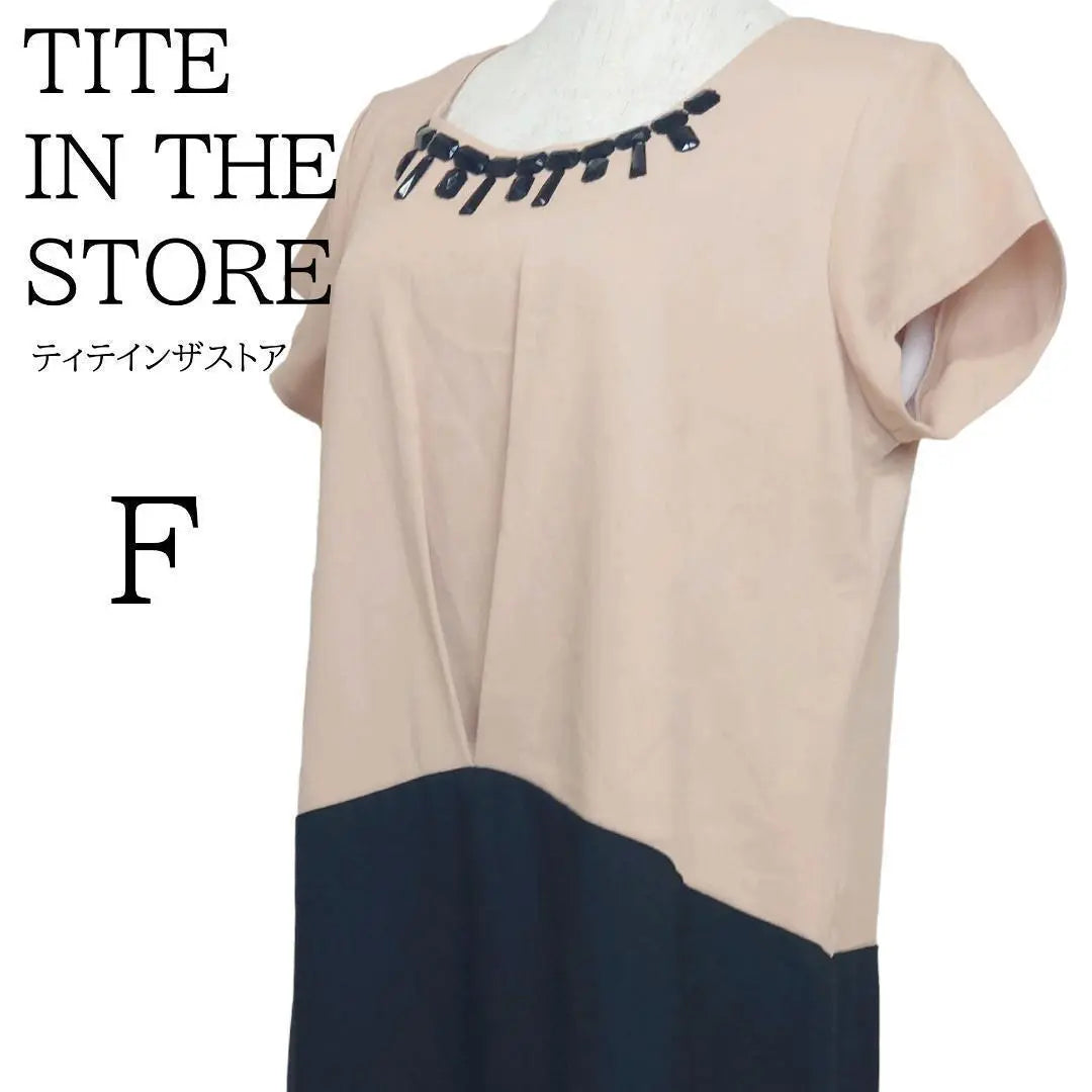 Tite in the Store One Piece F Beige/Black used clothes | TITE IN THE STORE　ワンピース　F　ベージュ/ブラック　古着