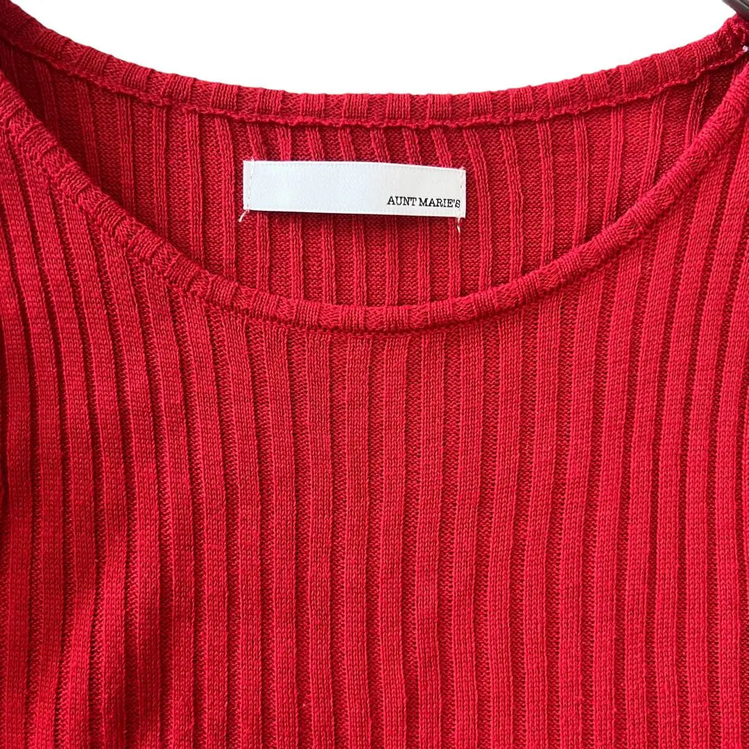 0685 Antmarise Red Ribbed Long Sleeve Cut and Sew F Shoulder Hole Sleeve Hole Female