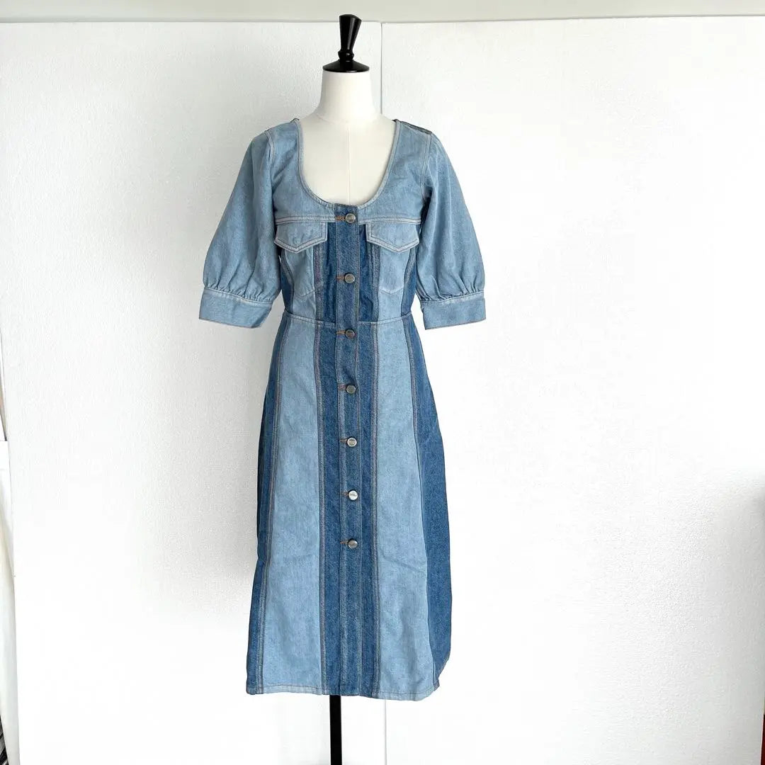 Traje de baño de una pieza con cambio de color Ganni Ganny en denim azul