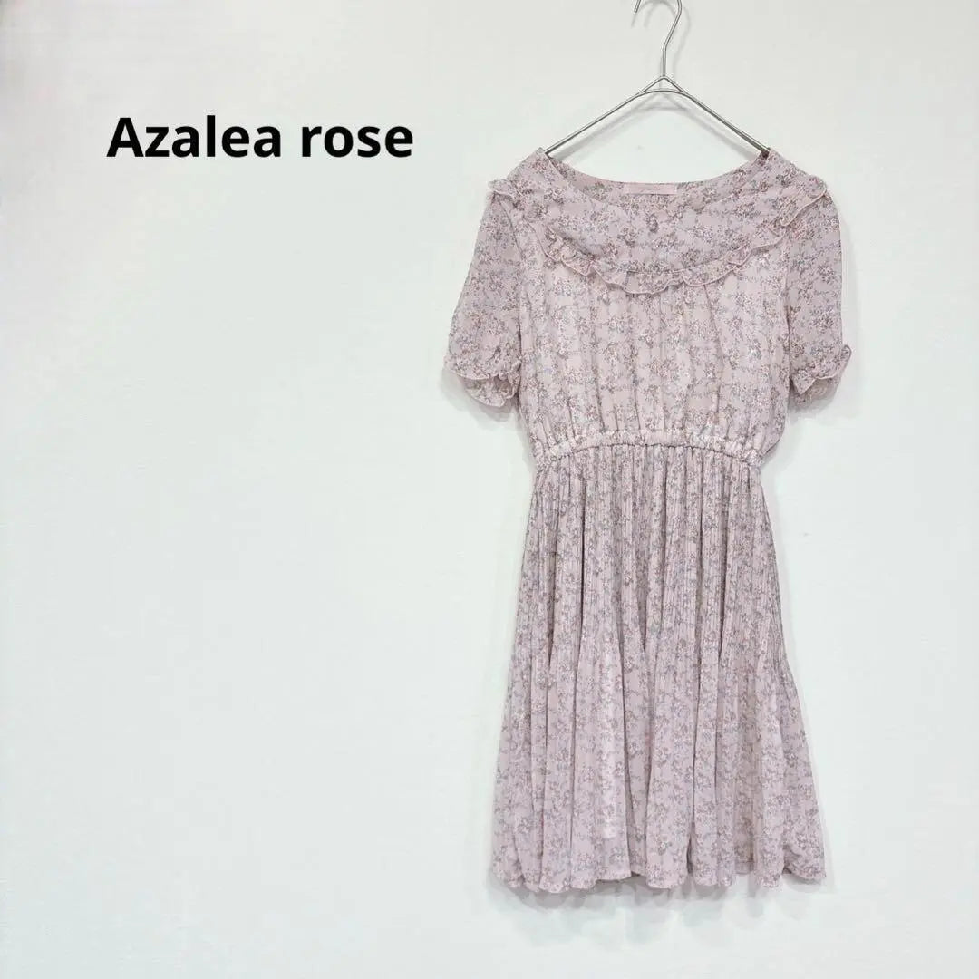 AR Azalea Rose/Floral/Estampado integral/Vestido de gasa/Forro/Fruncido/M