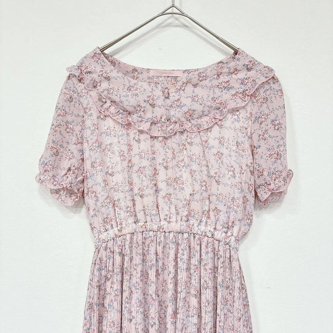 AR Azalea Rose/Floral/All-over pattern/Chiffon dress/Lining/Gathered/M