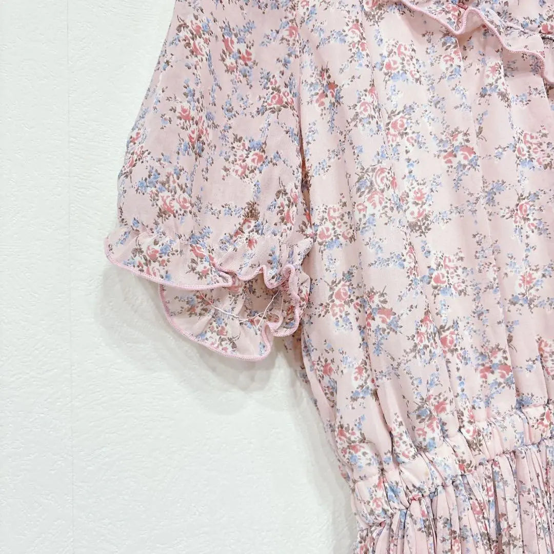 AR Azalea Rose/Floral/All-over pattern/Chiffon dress/Lining/Gathered/M