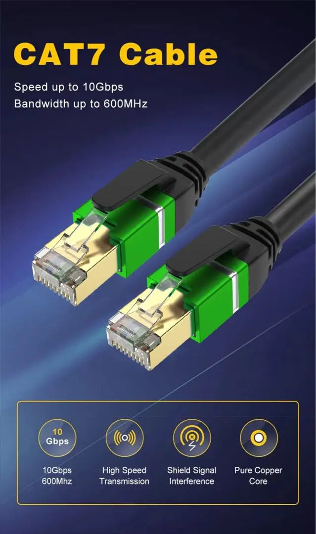 LAN Cable 2M CAT7 Category 7 Ethernet Cable Green