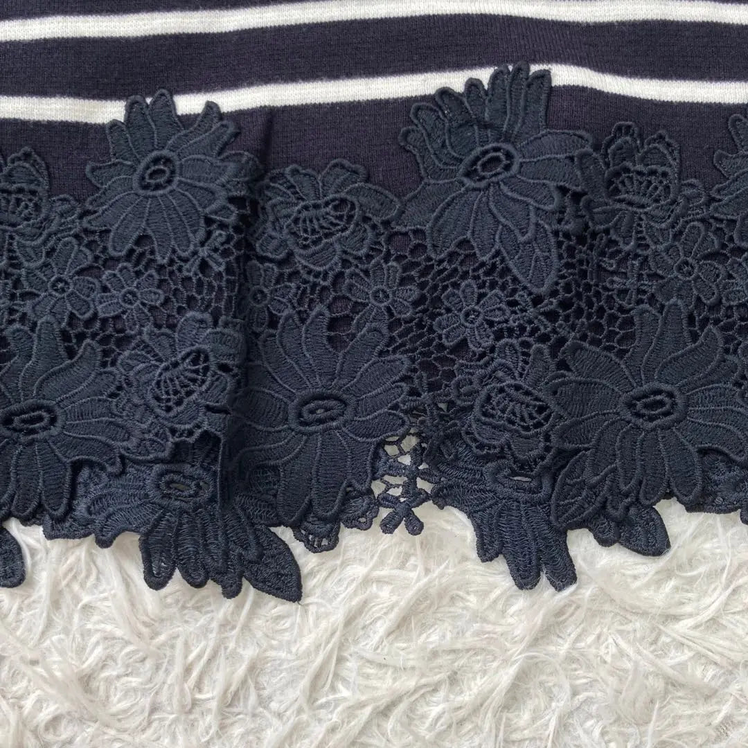 Rose Tiara Border Cassoto Navy 42 Lace Cute Frill