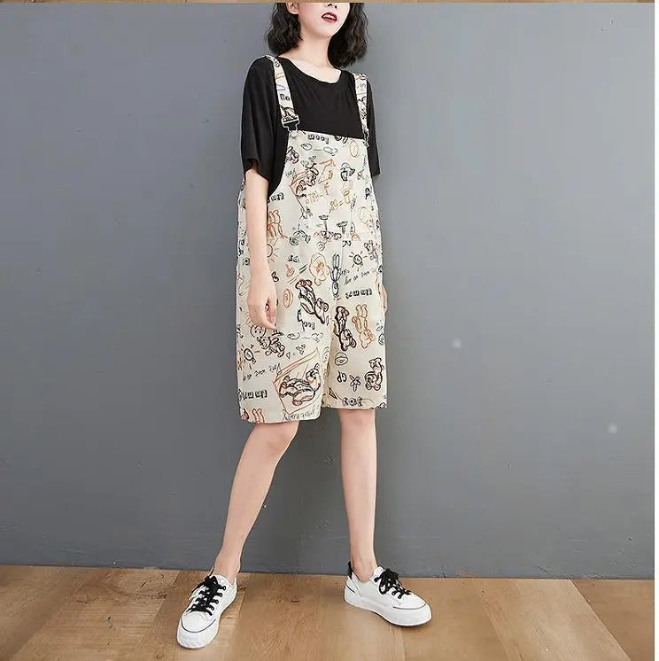 Pantalones de mono de primavera y verano para mujer de talla grande | 大きいサイズ レディース 春夏 サロペットパンツ