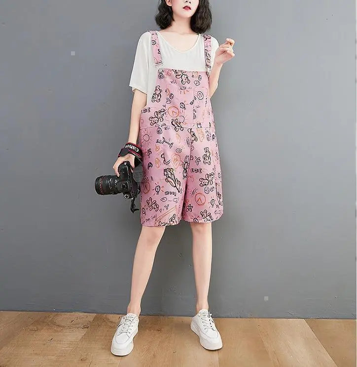 Pantalones de mono de primavera y verano para mujer de talla grande | 大きいサイズ レディース 春夏 サロペットパンツ