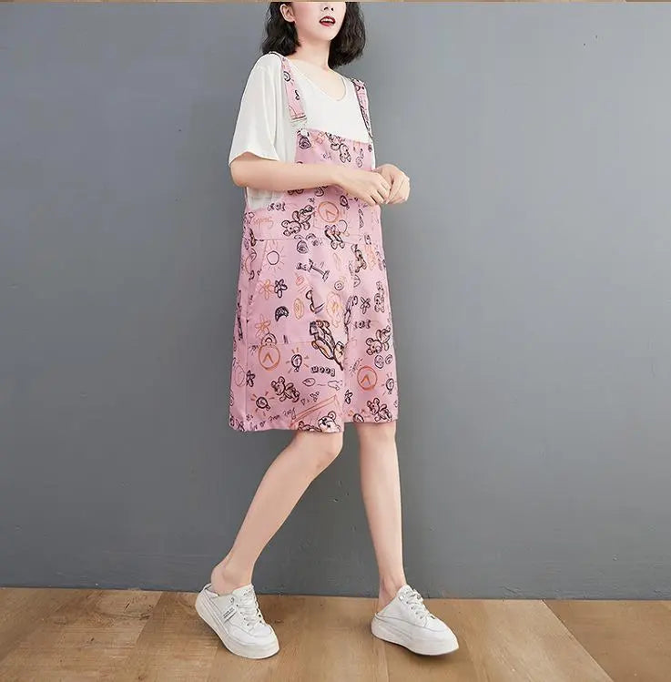 Pantalones de mono de primavera y verano para mujer de talla grande | 大きいサイズ レディース 春夏 サロペットパンツ