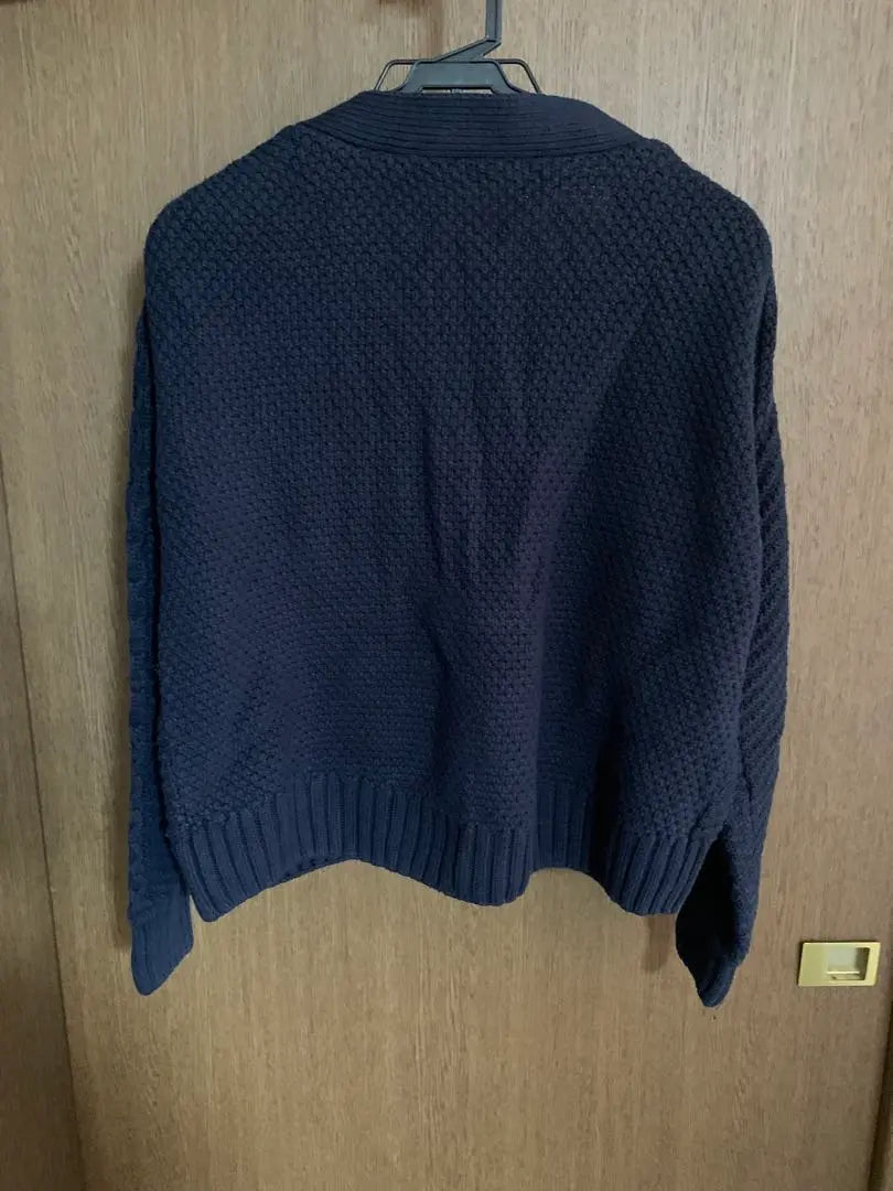 Cotton blended cable cardigan M navy knit sweater | コットンブレンド　ケーブル　カーディガン　M ネイビー ニット セーター