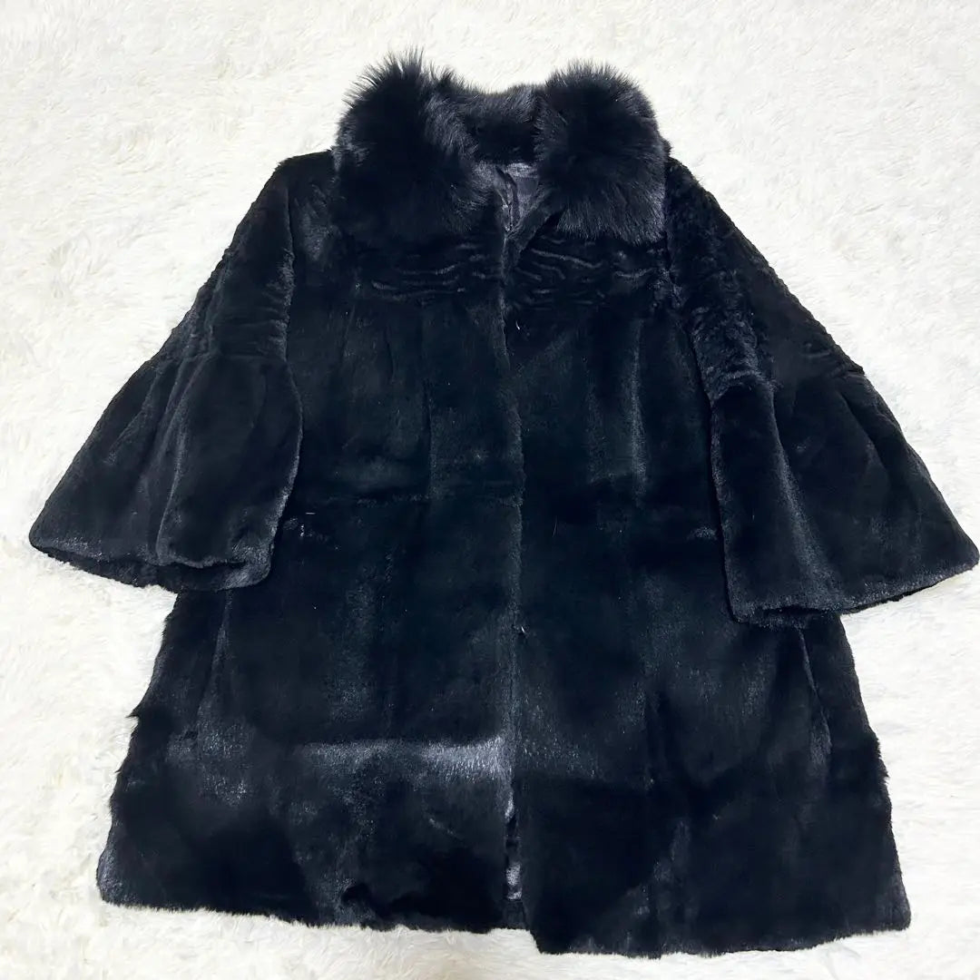 Good condition❤️Y2K Fur jacket Rabbit Fox Real fur Different materials Black