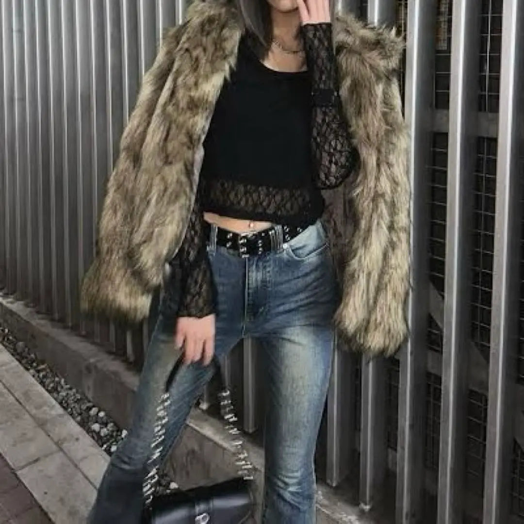 Y2k luxury grunge core fur jacket shaggy fur coat | Y2k 高級 グランジ コア ファー ジャケット シャギー 毛皮 コート