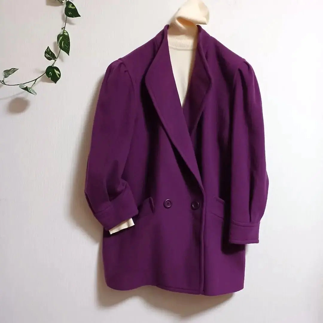 Purple Double Breast cashmere jacket Showa Retro Ladies A2296 | パープル ダブルブレスト カシミヤ　ジャケット　昭和レトロ　婦人　a2296