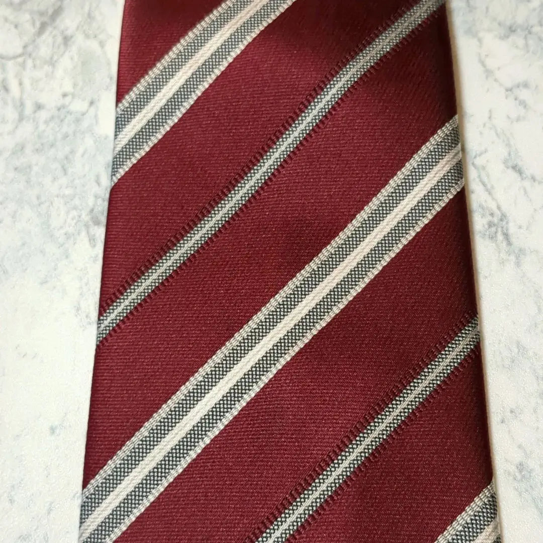 ✺Men's tie✺Regimental striped wine red washable