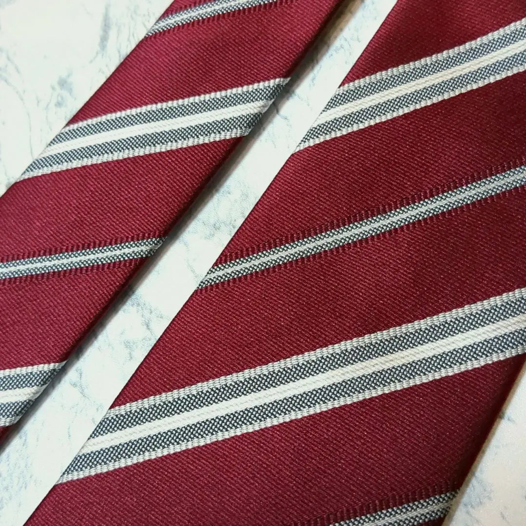 ✺Men's tie✺Regimental striped wine red washable