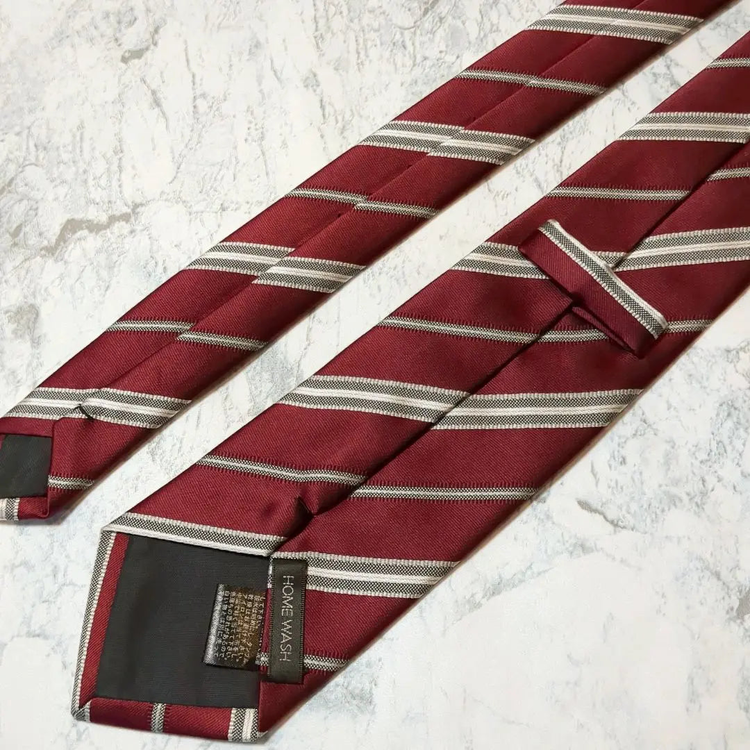 ✺Men's tie✺Regimental striped wine red washable